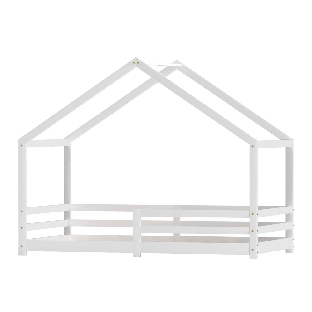 Artiss Bed Frame Wooden Kids Single House Frame White AMOS WBED-AMOS-S-WH-AB