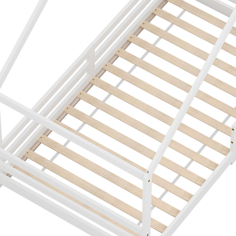 Artiss Bed Frame Wooden Kids Single House Frame White AMOS WBED-AMOS-S-WH-AB