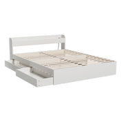 Artiss AURA White Double Bed Frame with Charging Ports and Drawers