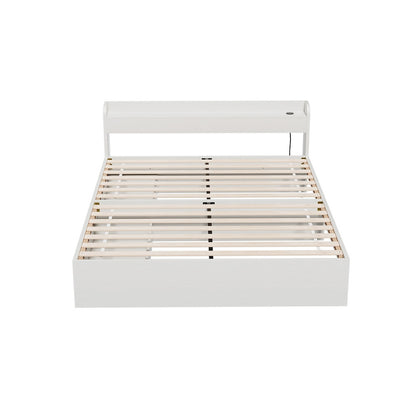 Artiss Bed Frame Double Size Mattress Base wtih Charging Ports 2 Storage Drawers WBED-AURA-D-WH-ABC