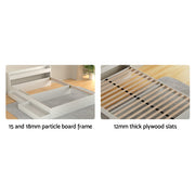 Artiss AURA White Double Bed Frame with Charging Ports and Drawers