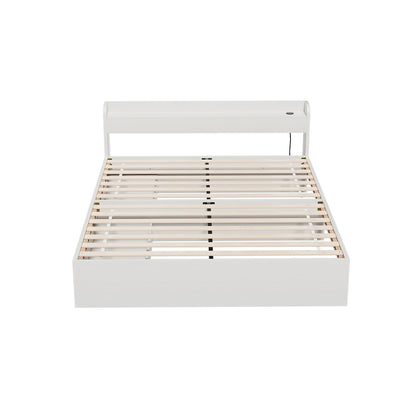 Artiss Bed Frame Queen Size Mattress Base wtih Charging Ports 2 Storage Drawers WBED-AURA-Q-WH-ABC
