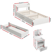 Artiss Single Bed Frame with Charging Ports and Bedside Table WBED-AURA-S-FURNI-P16-AB