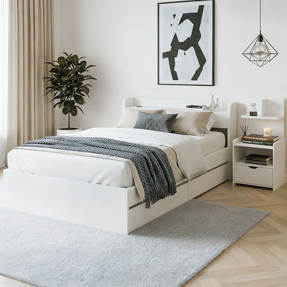 Artiss Single Bed Frame with Charging Ports and Bedside Table WBED-AURA-S-FURNI-P16-AB