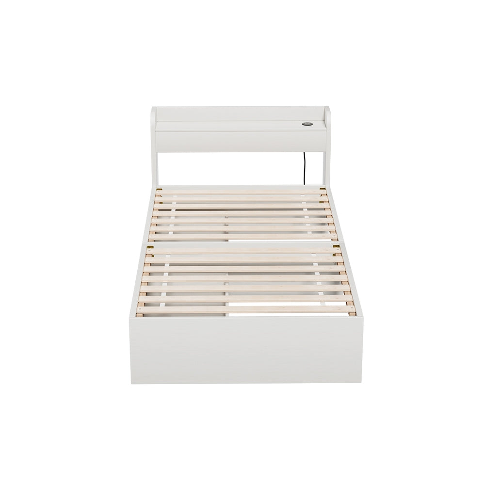 Artiss Bed Frame Single Size Mattress Base wtih Charging Ports 2 Storage Drawers WBED-AURA-S-WH-ABC