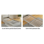 Artiss Bed Frame Single Size Mattress Base wtih Charging Ports 2 Storage Drawers WBED-AURA-S-WH-ABC