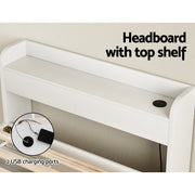 Artiss Bed Frame Single Size Mattress Base wtih Charging Ports 2 Storage Drawers WBED-AURA-S-WH-ABC