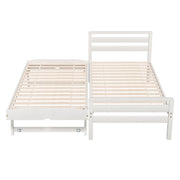 Artiss Bed Frame Single Size 2-in-1 Trundle Wooden White AVIS WBED-AVIS-S-WH-AB