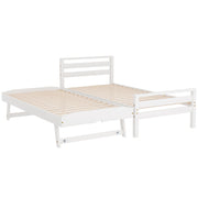 Artiss Bed Frame Single Size 2-in-1 Trundle Wooden White AVIS WBED-AVIS-S-WH-AB
