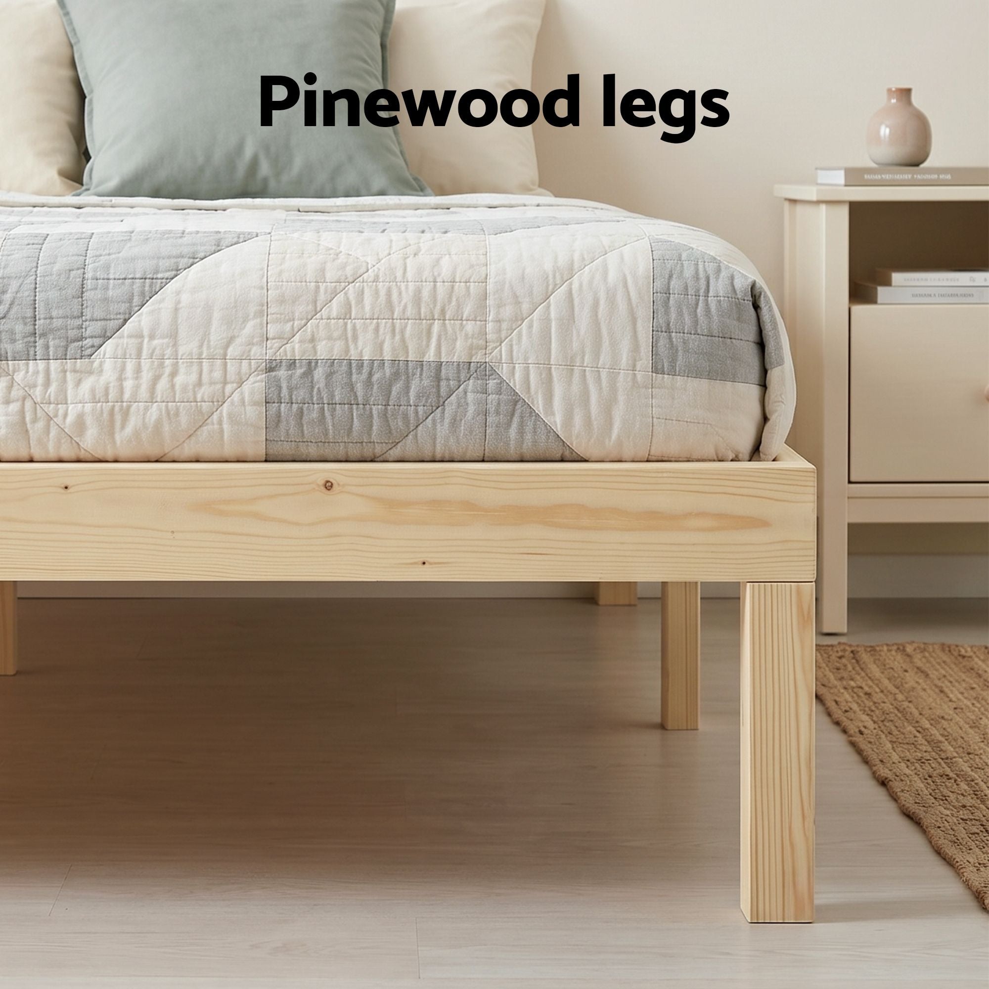 Artiss Bed Frame Double Size Wooden Base Mattress Platform Timber Pine BRUNO
