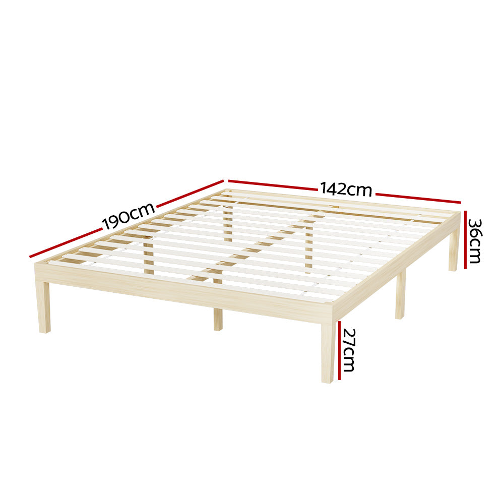 Artiss BRUNO Double Pine Wooden Bed Frame WBED-BRUNO-D-WD