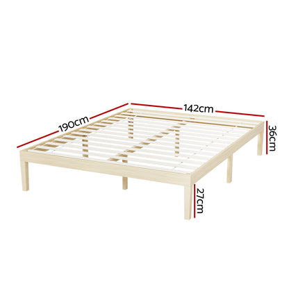 Artiss BRUNO Double Pine Wooden Bed Frame WBED-BRUNO-D-WD