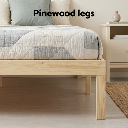 Artiss Bed Frame King Size Wooden Base Mattress Platform Timber Pine BRUNO