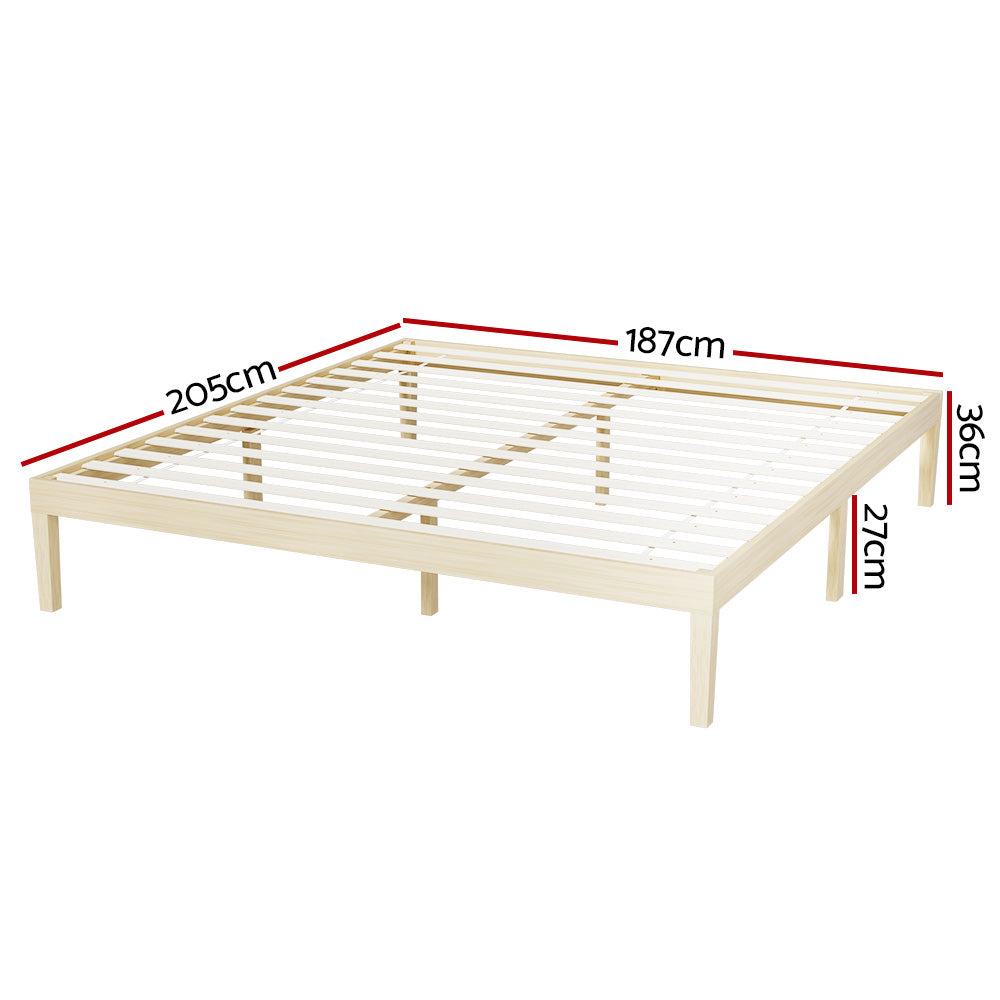 Artiss BRUNO King Pine Wooden Bed Frame WBED-BRUNO-K-WD-AB