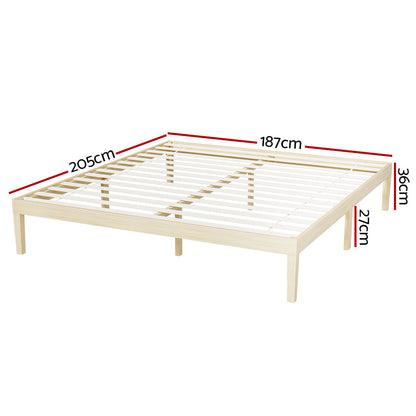 Artiss BRUNO King Pine Wooden Bed Frame WBED-BRUNO-K-WD-AB