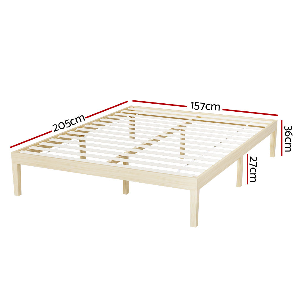 Artiss BRUNO Queen Pine Wooden Bed Frame WBED-BRUNO-Q-WD