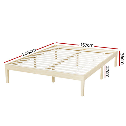 Artiss BRUNO Queen Pine Wooden Bed Frame WBED-BRUNO-Q-WD