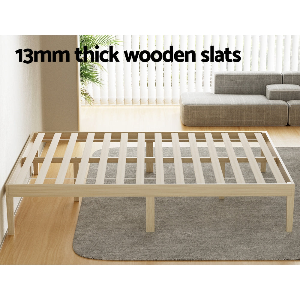Artiss BRUNO Queen Pine Wooden Bed Frame WBED-BRUNO-Q-WD