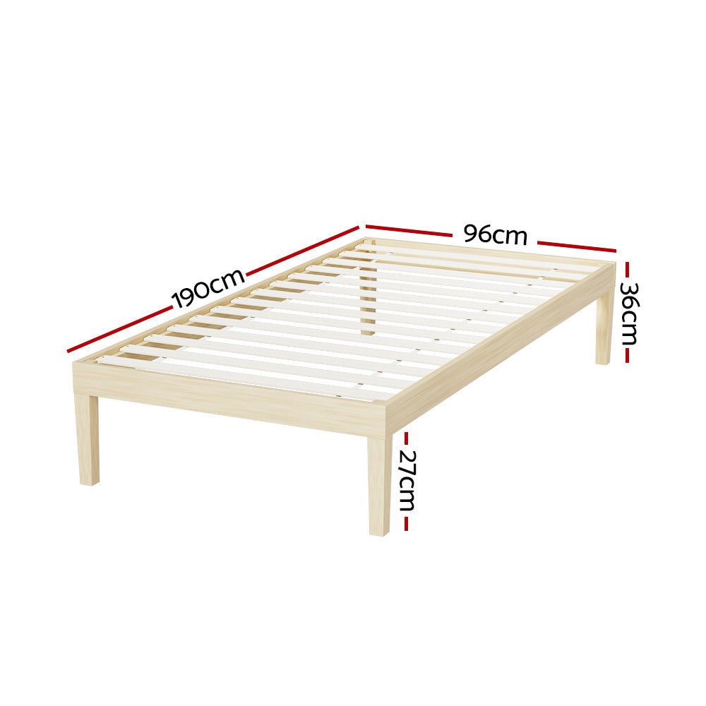 Artiss BRUNO Single Pine Wooden Bed Frame WBED-BRUNO-S-WD
