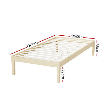 Artiss BRUNO Single Pine Wooden Bed Frame WBED-BRUNO-S-WD