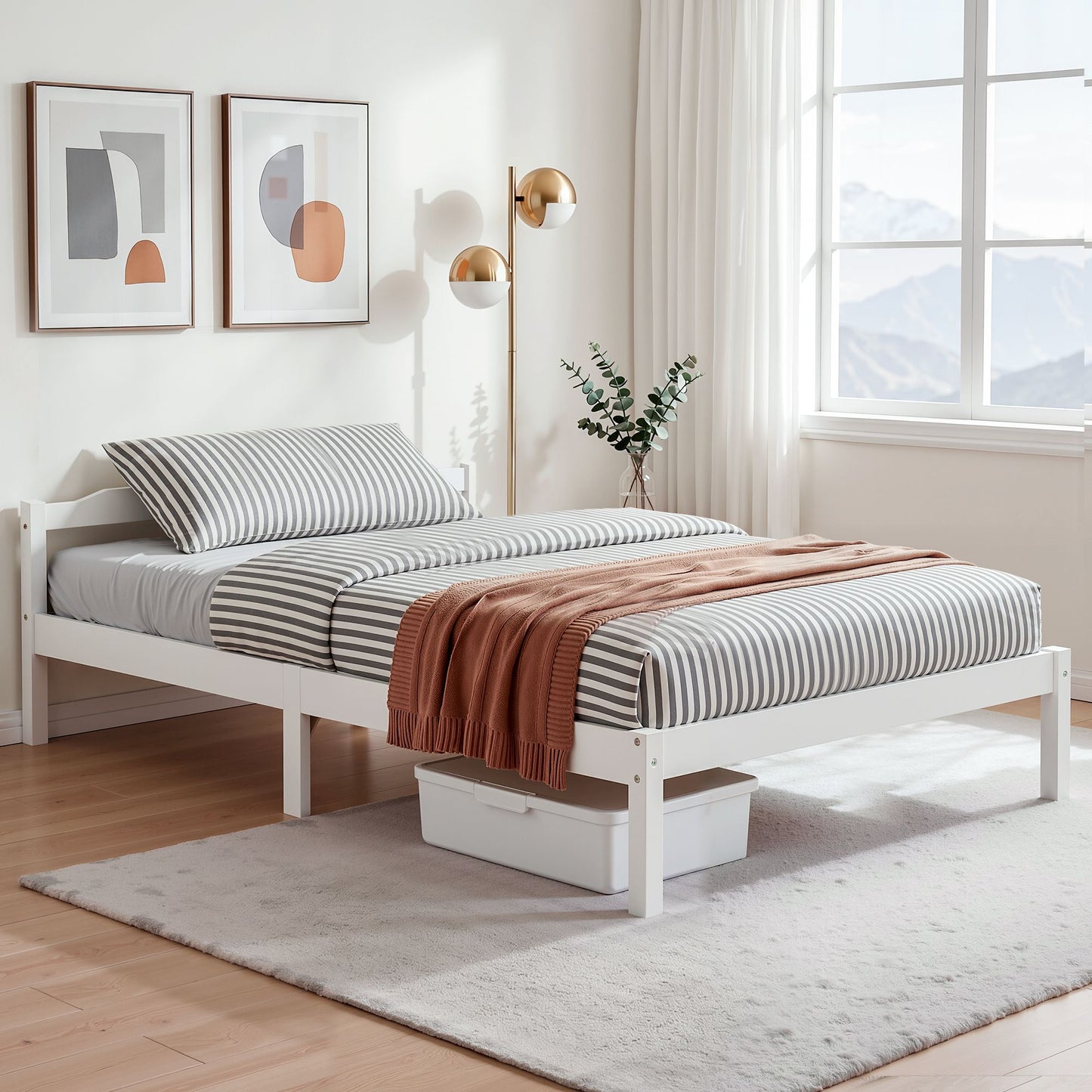 Artiss Bed Frame Double Size Wooden White LEXI WBED-C-001D-137-WH