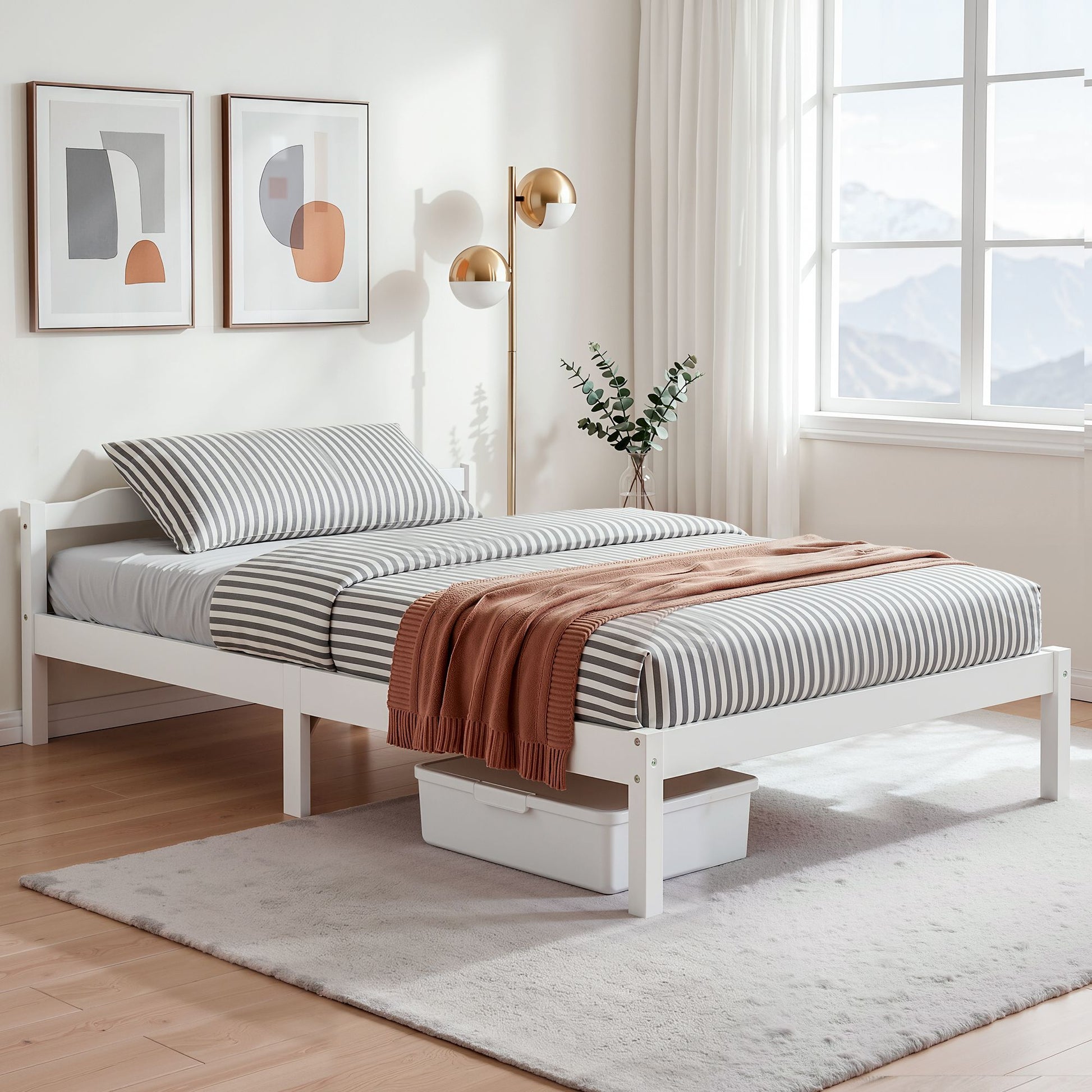 Artiss Bed Frame Double Size Wooden White LEXI WBED-C-001D-137-WH
