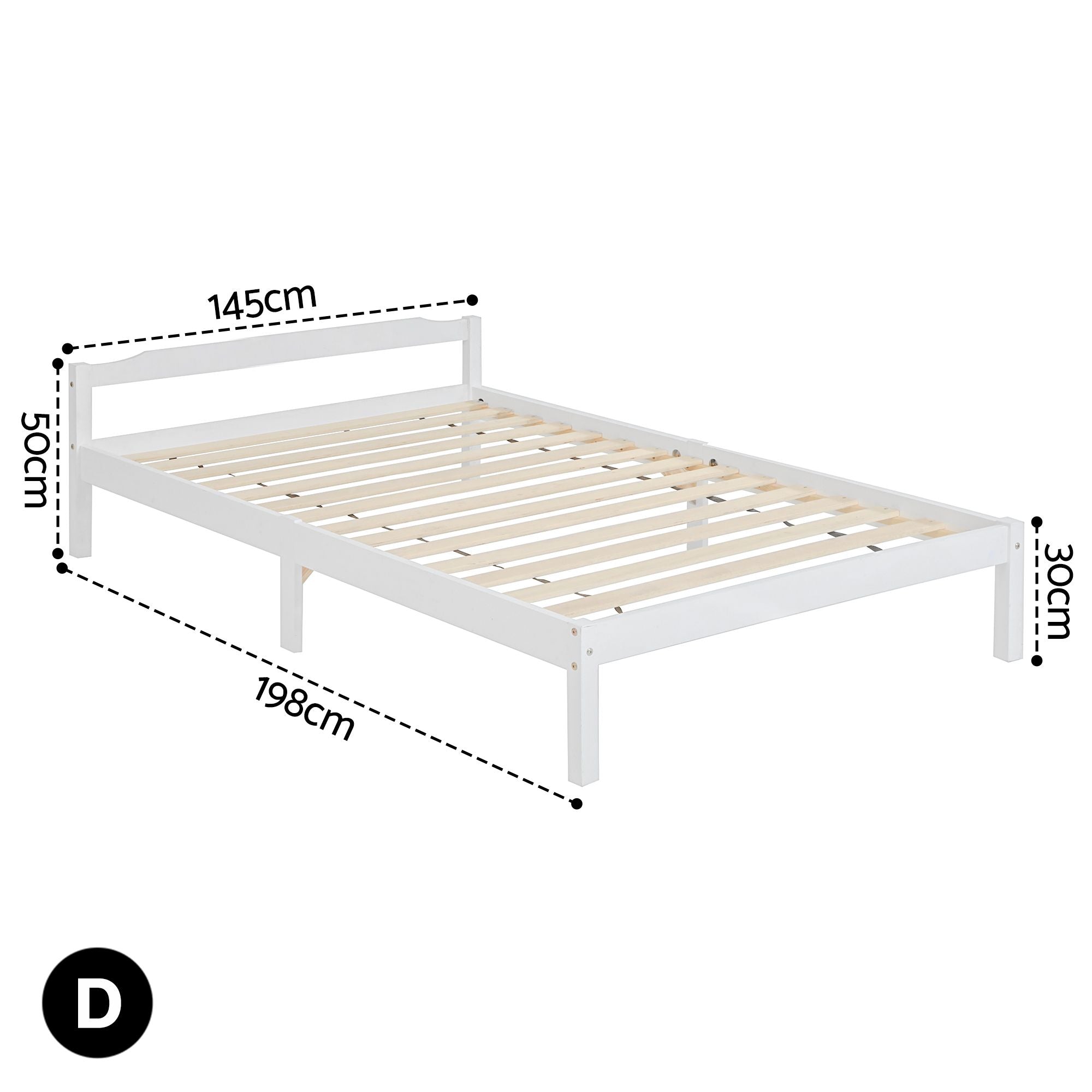 Artiss Bed Frame Double Size Wooden White LEXI WBED-C-001D-137-WH