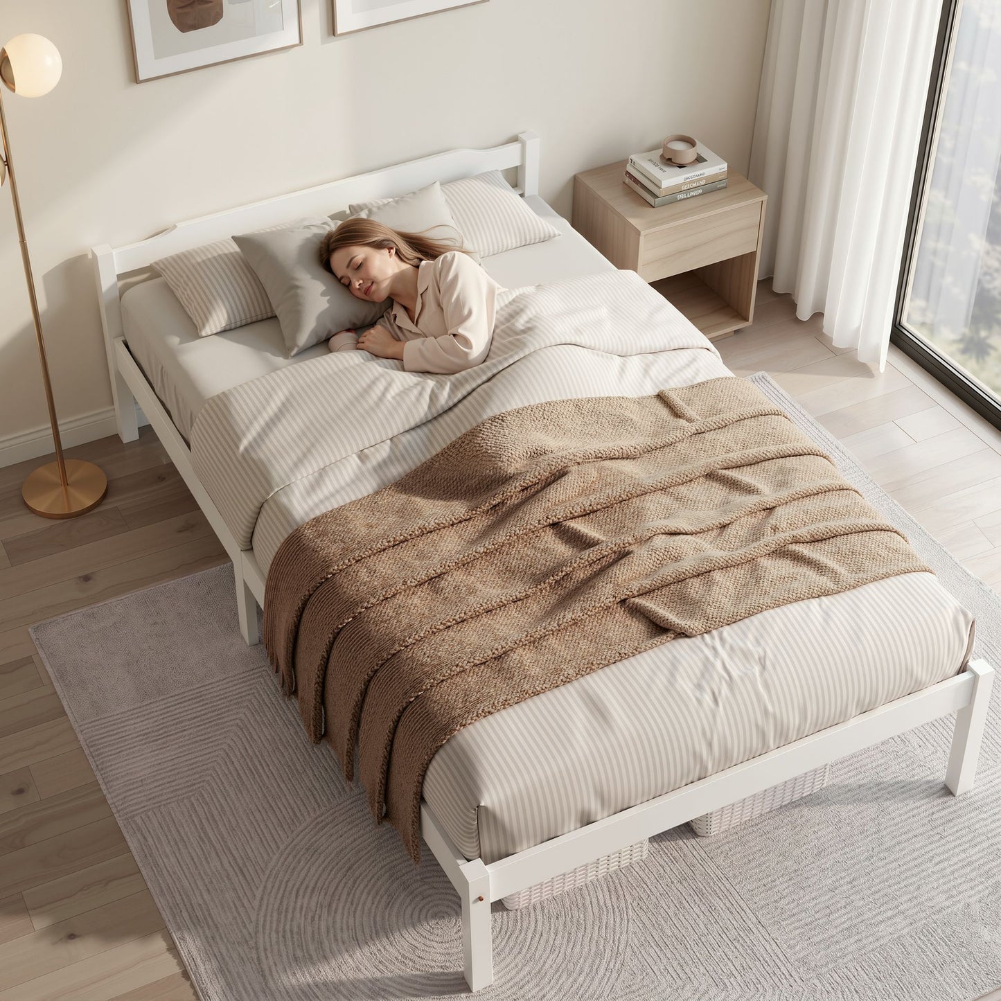 Artiss Bed Frame Double Size Wooden White LEXI WBED-C-001D-137-WH