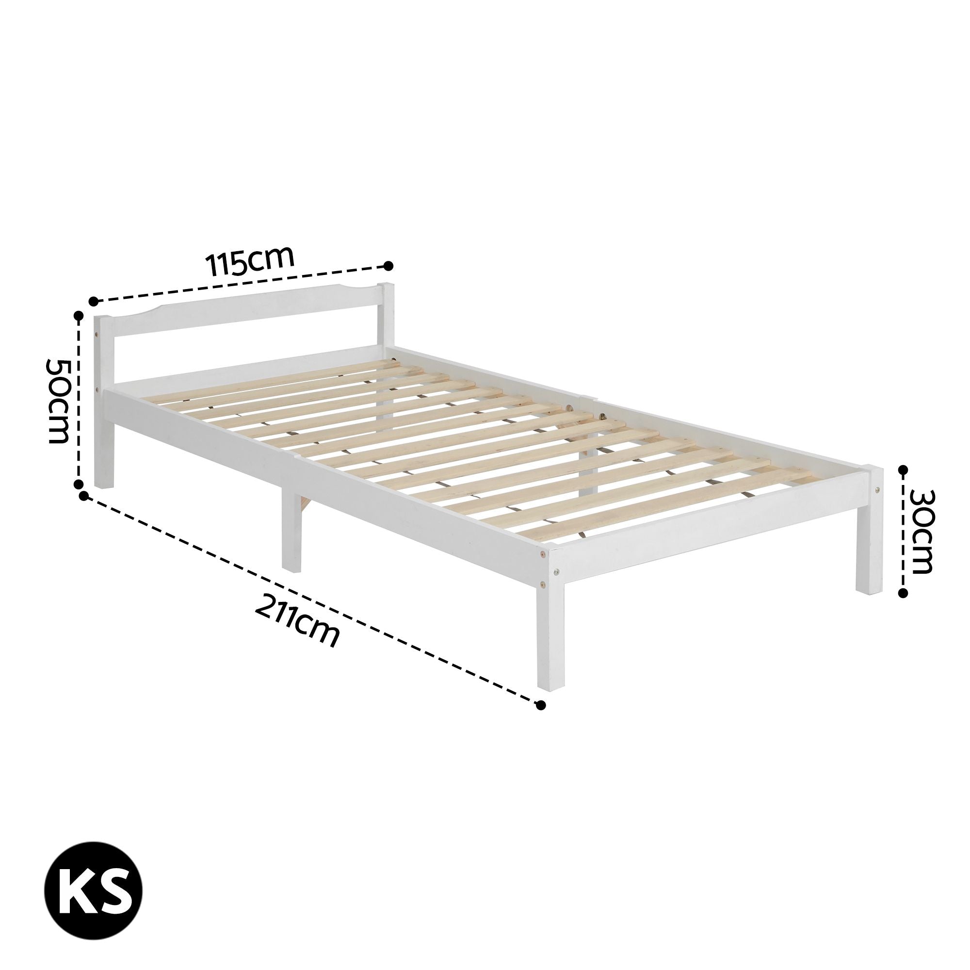 Artiss Bed Frame King Single Size Wooden White LEXI WBED-C-001KS-107-WH