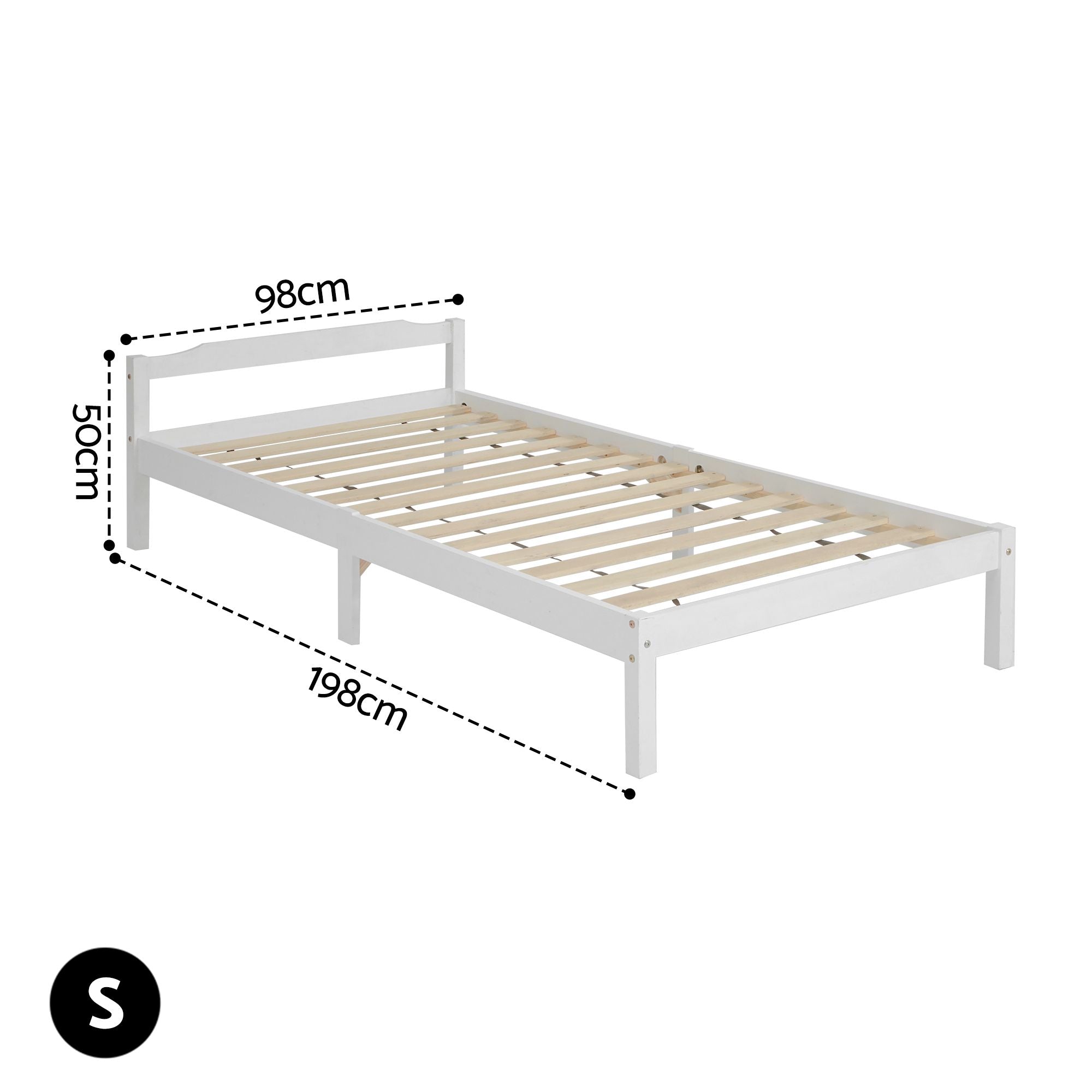 Artiss Bed Frame Single Size Wooden White LEXI WBED-C-001S-92-WH