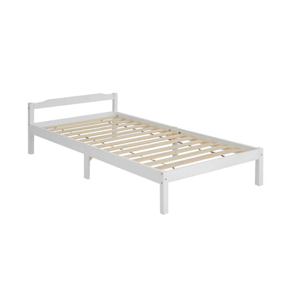 Artiss Bed Frame Single Size Wooden White LEXI WBED-C-001S-92-WH