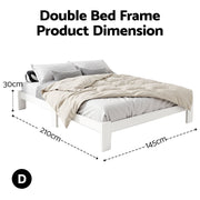 Artiss Bed Frame Double Size Wooden White JADE WBED-C-040D-137-AB