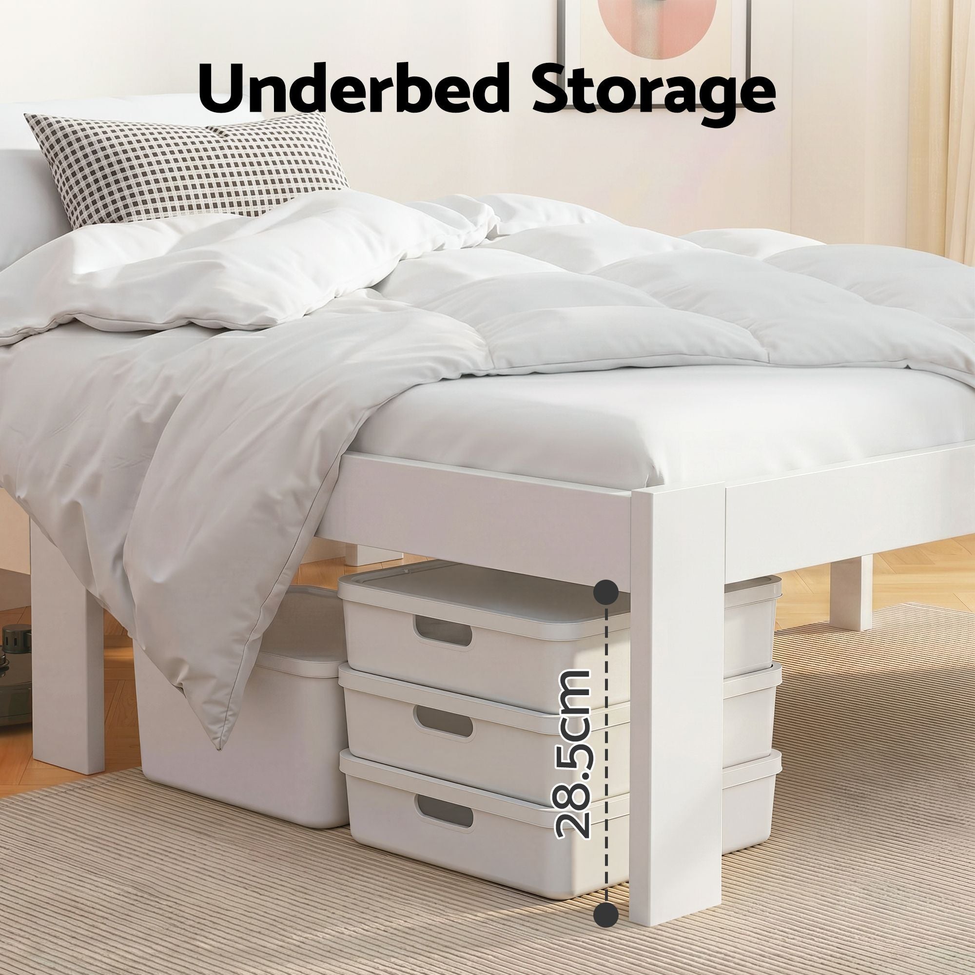 Artiss Bed Frame Double Size Wooden White JADE WBED-C-040D-137-AB