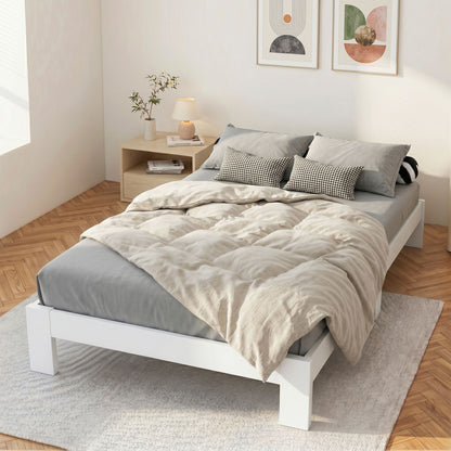 Artiss Bed Frame Double Size Wooden White JADE WBED-C-040D-137-AB