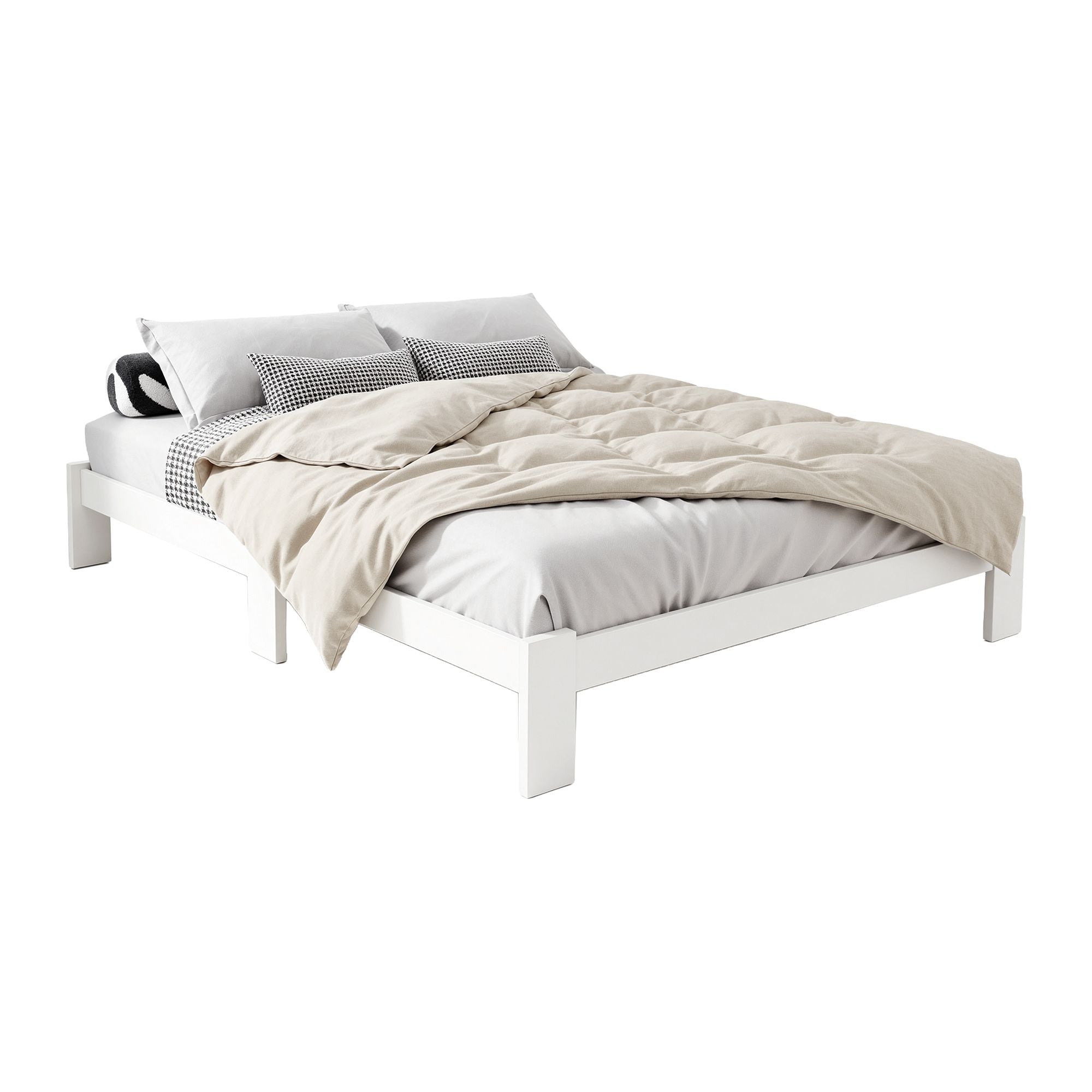 Artiss Bed Frame Double Size Wooden White JADE WBED-C-040D-137-AB
