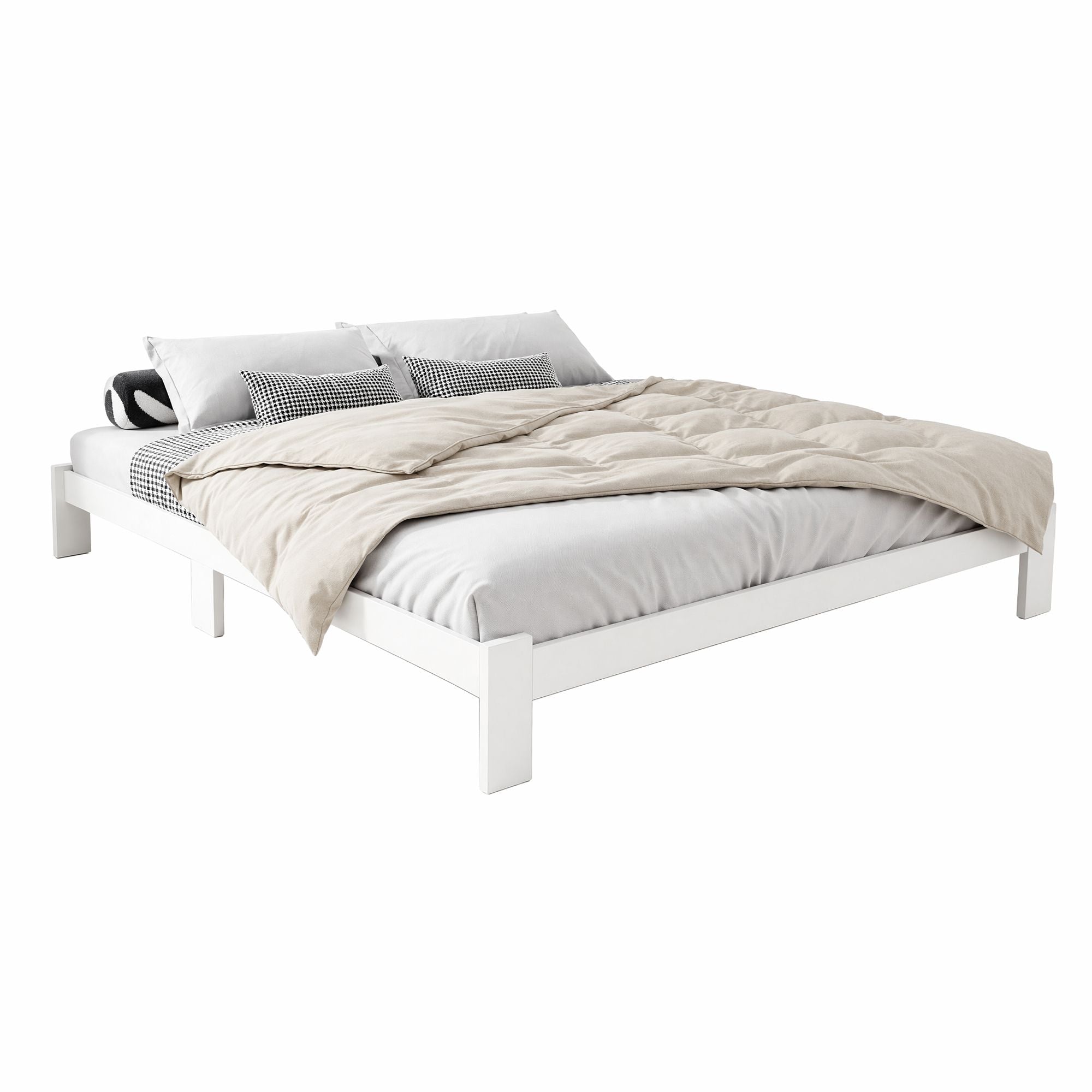 Artiss Bed Frame Queen Size Wooden White JADE WBED-C-040Q-N-153-AB