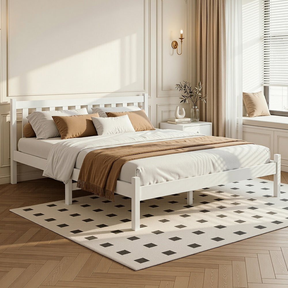 Artiss Bed Frame Double Size Wooden White SOFIE WBED-D-001D-WH