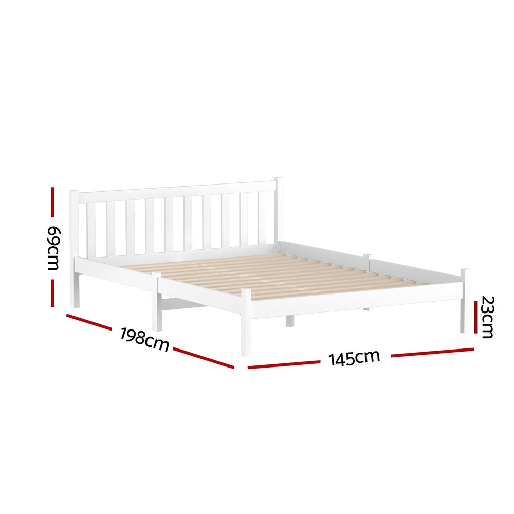 Artiss Bed Frame Double Size Wooden White SOFIE WBED-D-001D-WH