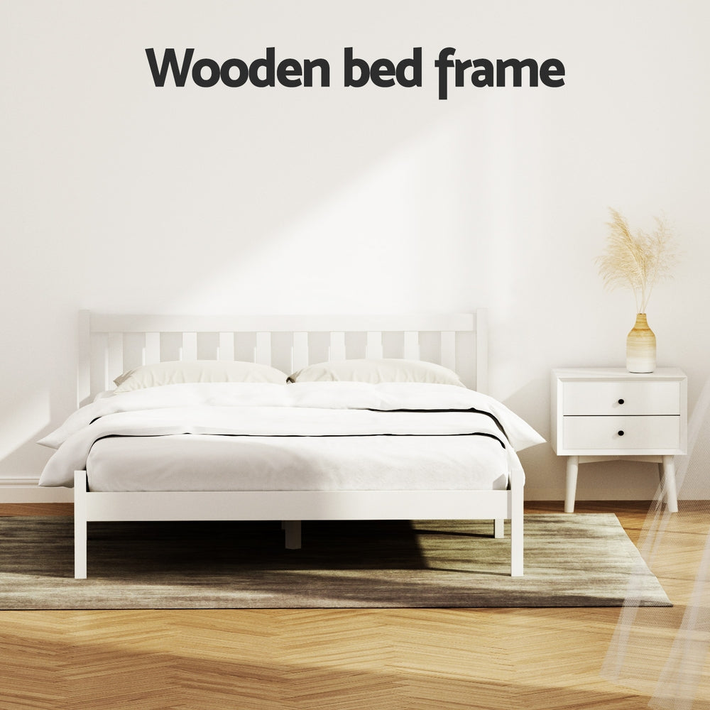Artiss Bed Frame Double Size Wooden White SOFIE WBED-D-001D-WH
