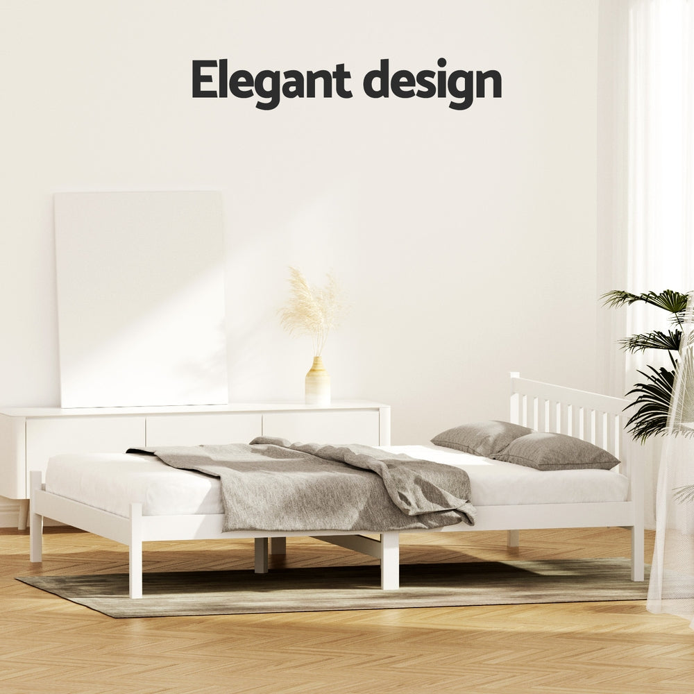 Artiss Bed Frame Double Size Wooden White SOFIE WBED-D-001D-WH