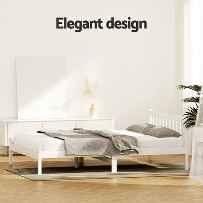 Artiss Bed Frame Double Size Wooden White SOFIE WBED-D-001D-WH