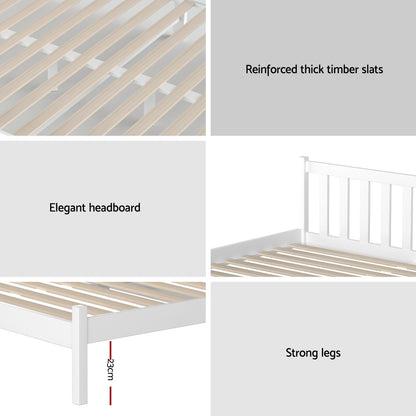 Artiss Bed Frame Double Size Wooden White SOFIE WBED-D-001D-WH