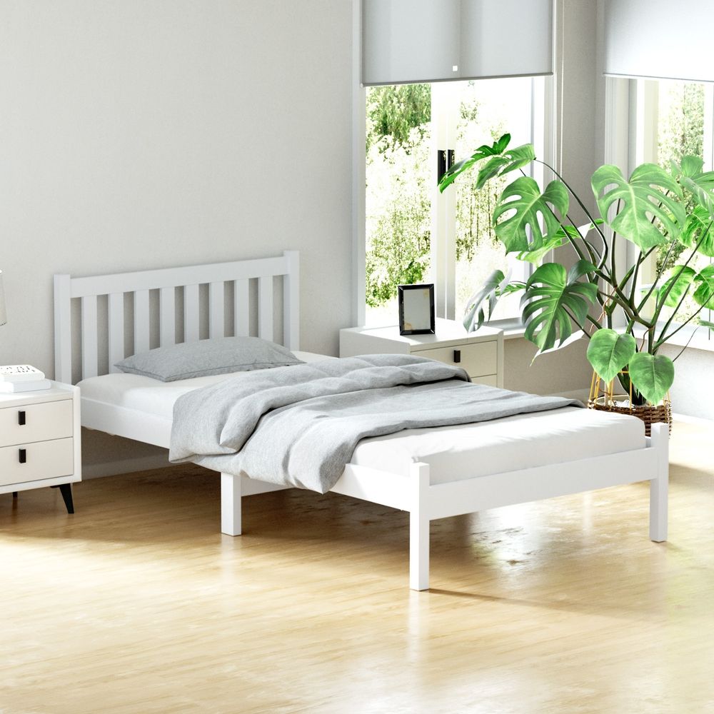 Artiss Bed Frame King Single Size Wooden White SOFIE WBED-D-001KS-WH