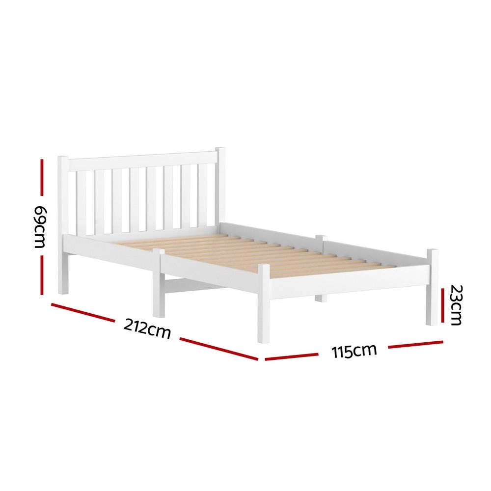 Artiss Bed Frame King Single Size Wooden White SOFIE WBED-D-001KS-WH