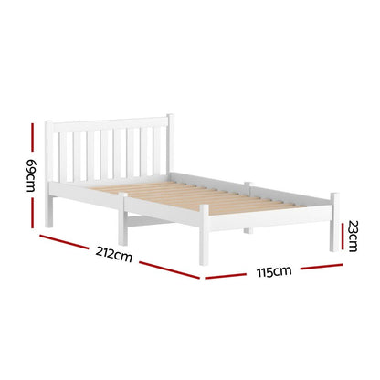 Artiss Bed Frame King Single Size Wooden White SOFIE WBED-D-001KS-WH