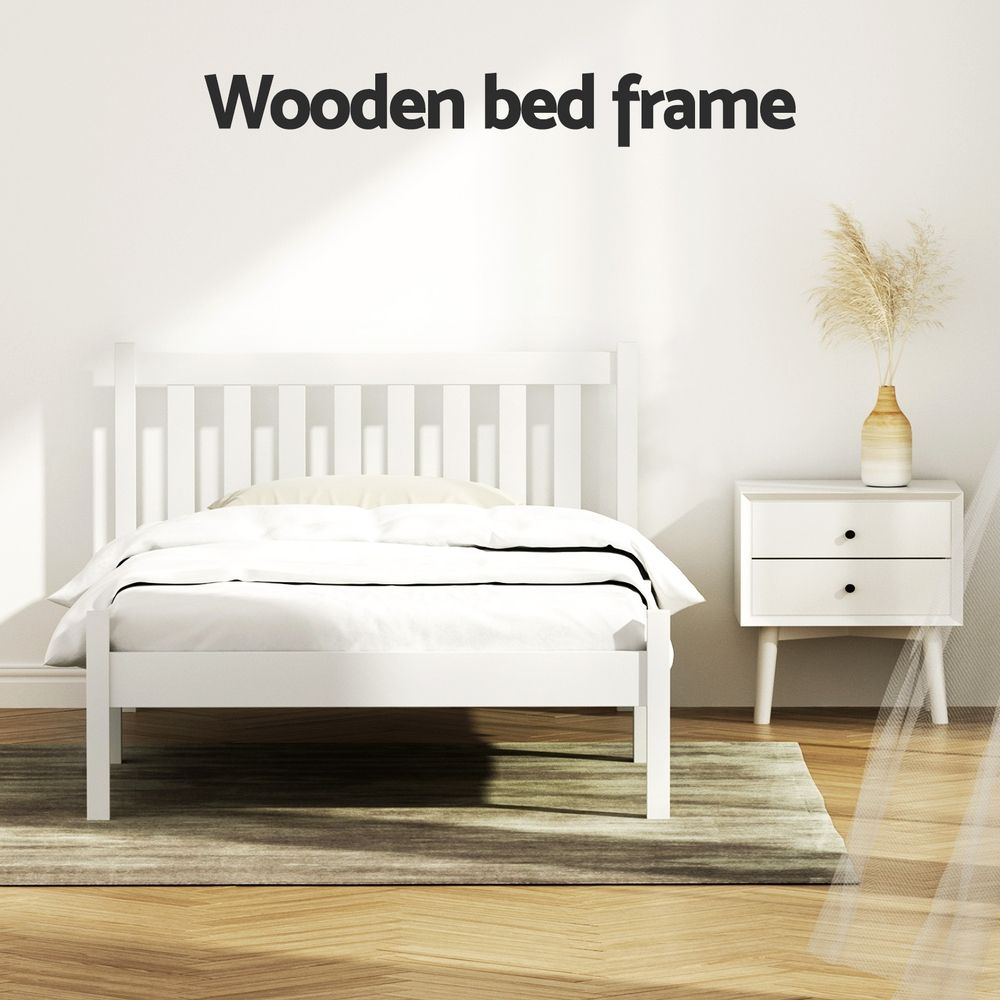 Artiss Bed Frame King Single Size Wooden White SOFIE WBED-D-001KS-WH