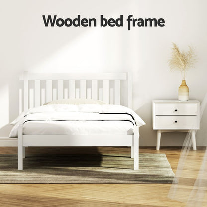 Artiss Bed Frame King Single Size Wooden White SOFIE WBED-D-001KS-WH