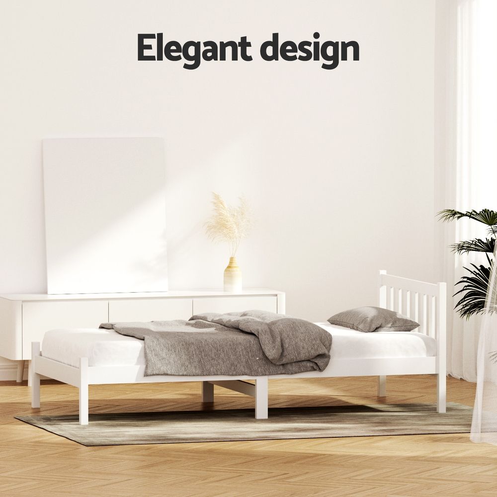 Artiss Bed Frame King Single Size Wooden White SOFIE WBED-D-001KS-WH