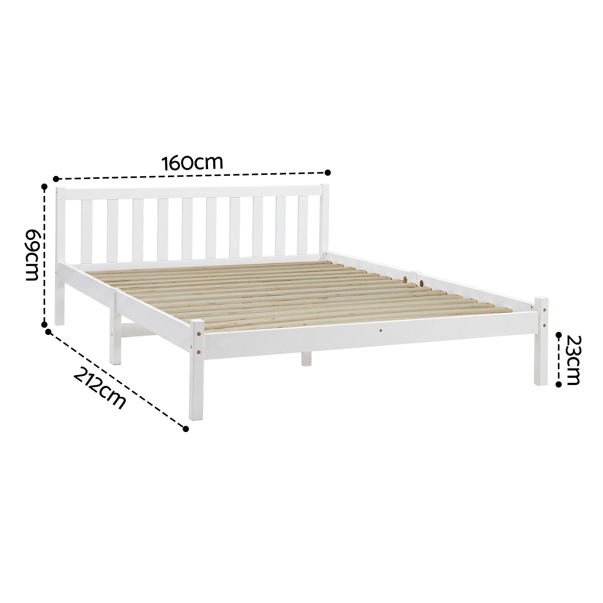 Artiss Bed Frame Queen Size Wooden White SOFIE WBED-D-001Q-WH-AB