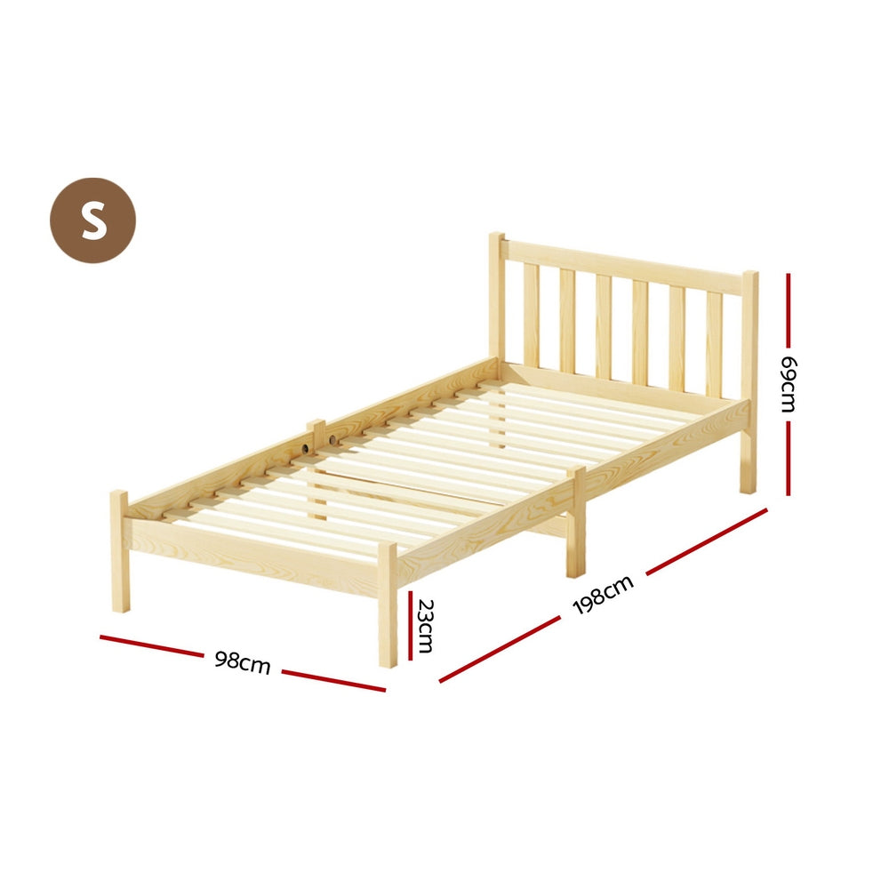 Artiss Bed Frame Single Size Wooden Oak SOFIE WBED-D-001S-WD
